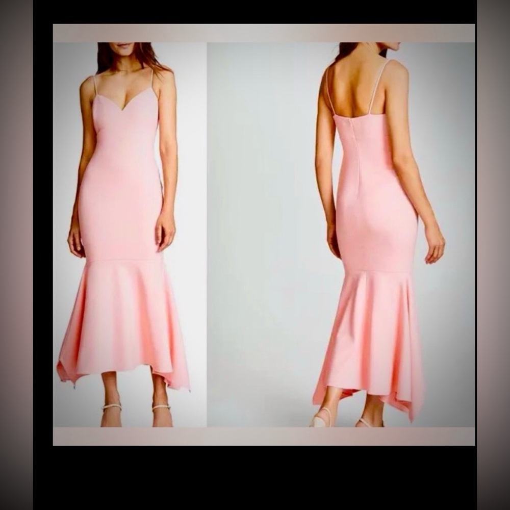 Likely Christiana Mermaid Maxi Dress Revealing Low Cut Gown in Pink Size 0 NWT